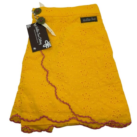 Matilda Jane Enchanted Garden Ramona Yellow Tulip Front Embroidered Shorts 10 NW - Picture 3 of 7